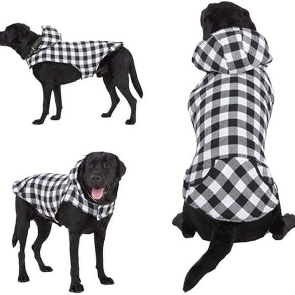 Warm Plaid Dog Hoodie Jacket, Winter Coats for dog size XL - Picture 1 of 11